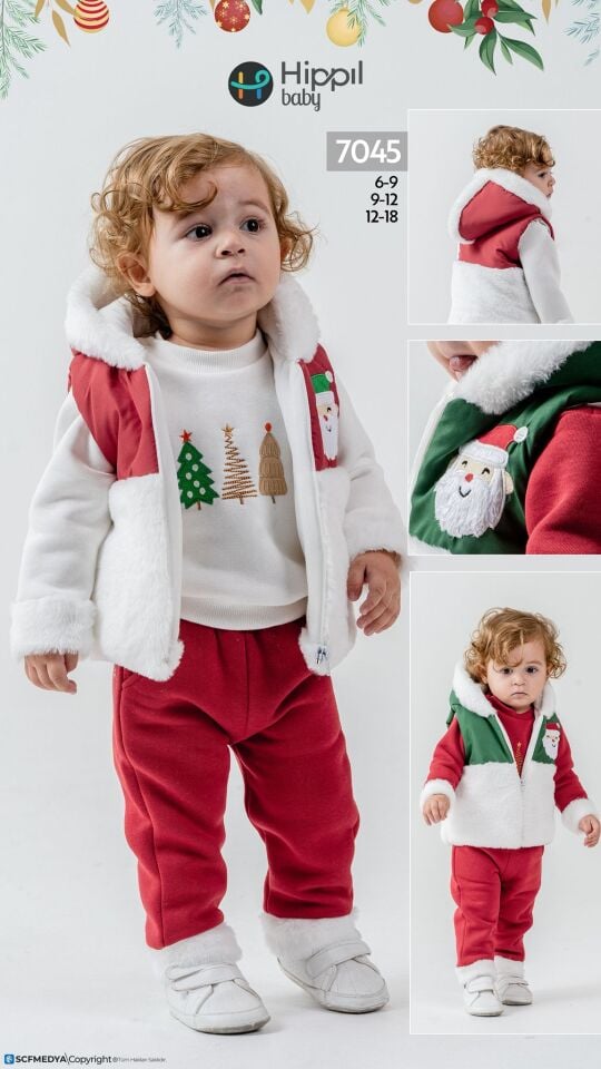 NOEL ELBİSESİ ÜÇLÜ PRENS VE PRENSESLERE YILBAŞI KOMBİNİ